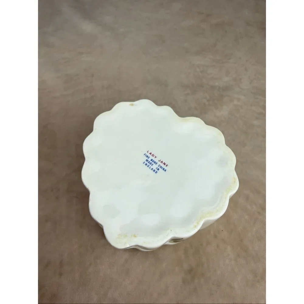 Vintage Fine Bone China Trinket Box Heart Cottagecore Roses